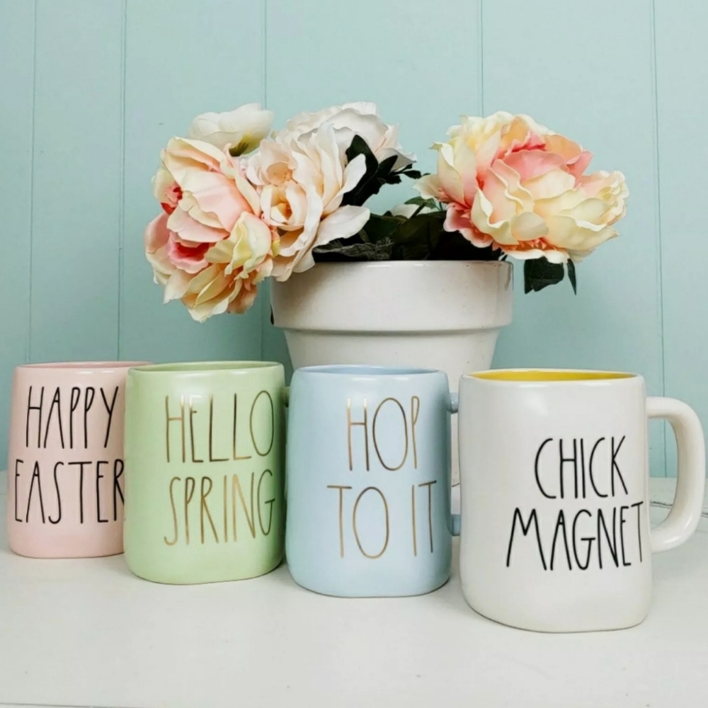 NEW 4 Rae Dunn Easter Theme Coffee Tea Mugs - Picture 1 of 5